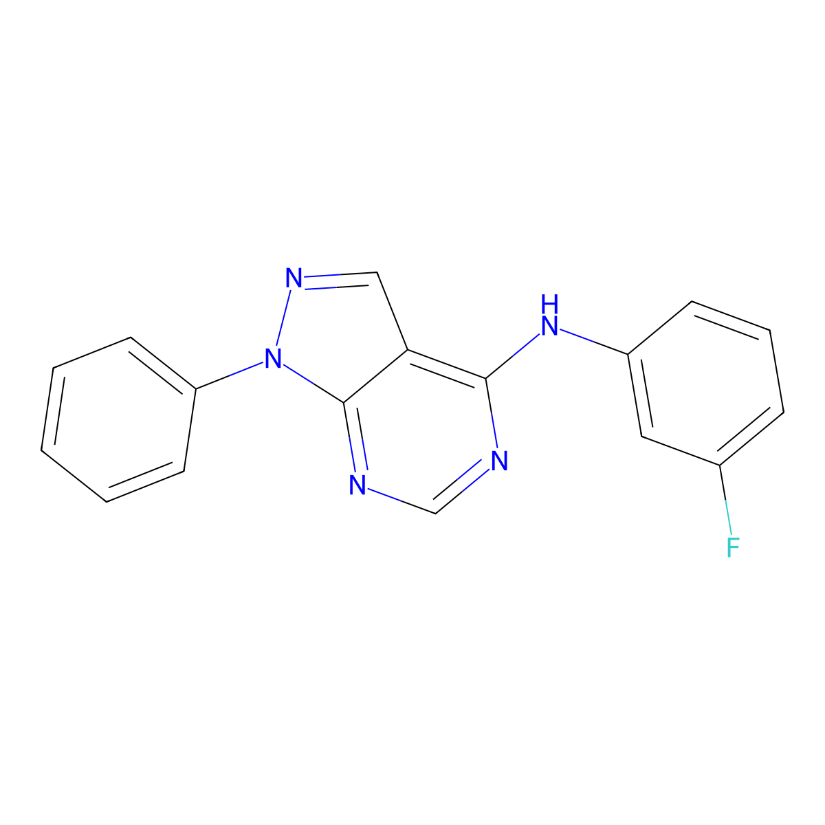 N-(3-fluorophenyl)-1-phenyl-1H-pyrazolo[3,4-d]pyrimidin-4-amine molecular structure, CAS 393820-10-5