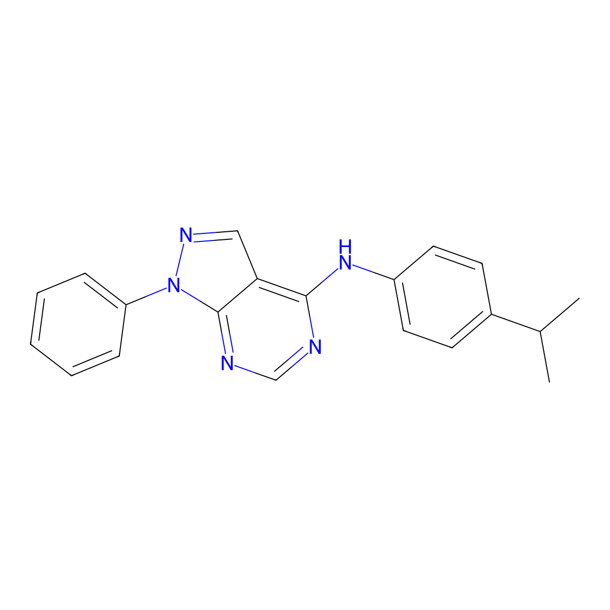 N-(4-isopropylphenyl)-N-(1-phenyl-1H-pyrazolo[3,4-d]pyrimidin-4-yl)amine molecular structure, CAS 393820-25-2