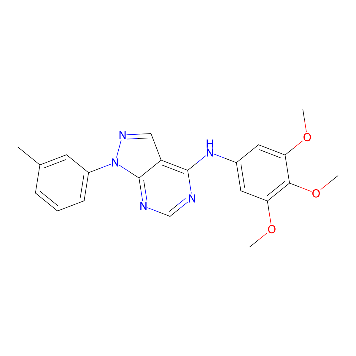 1-(3-methylphenyl)-N-(3,4,5-trimethoxyphenyl)pyrazolo[3,4-d]pyrimidin-4-amine molecular structure, CAS 393820-73-0