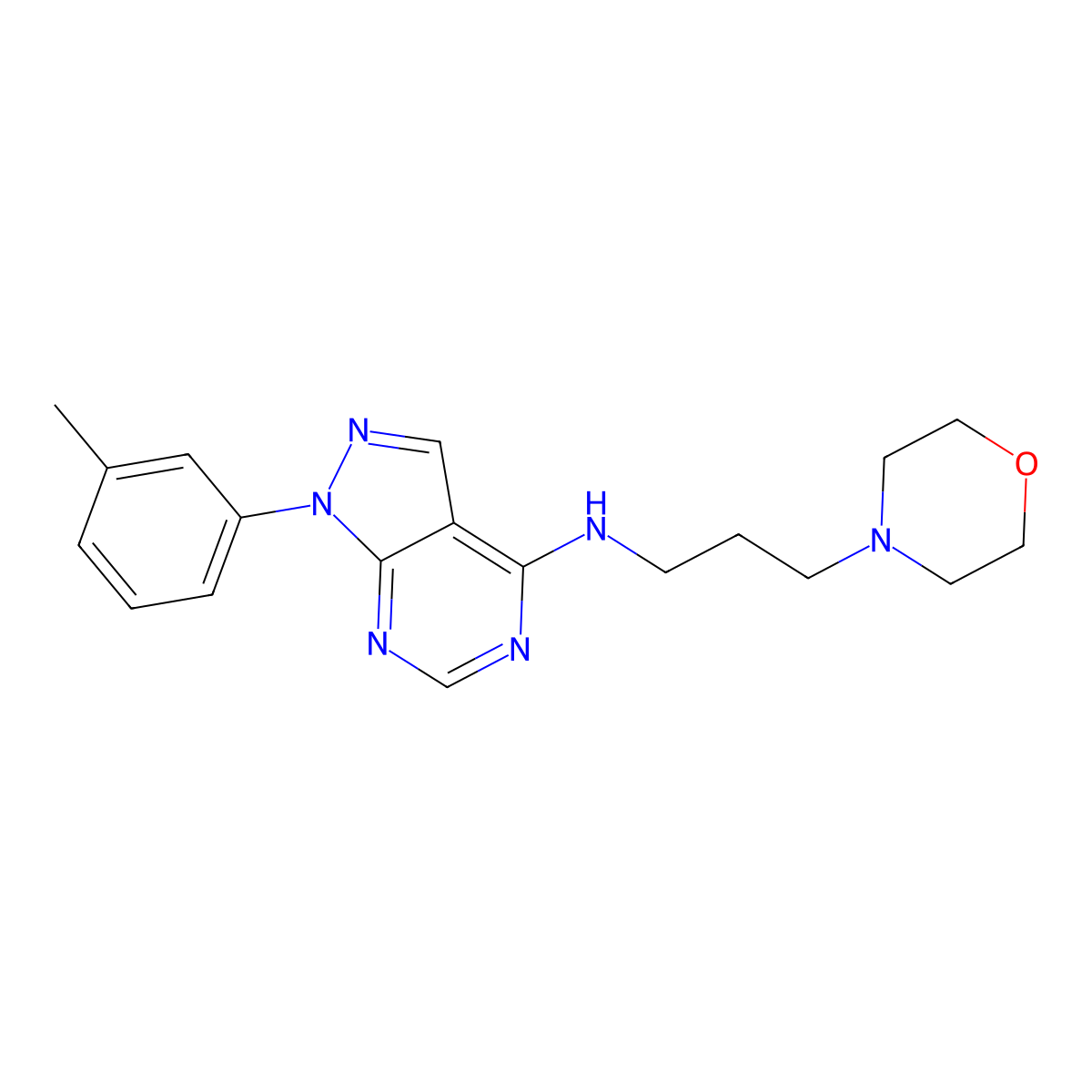 1-(3-methylphenyl)-N-(3-morpholin-4-ylpropyl)pyrazolo[3,4-d]pyrimidin-4-amine molecular structure, CAS 393820-79-6