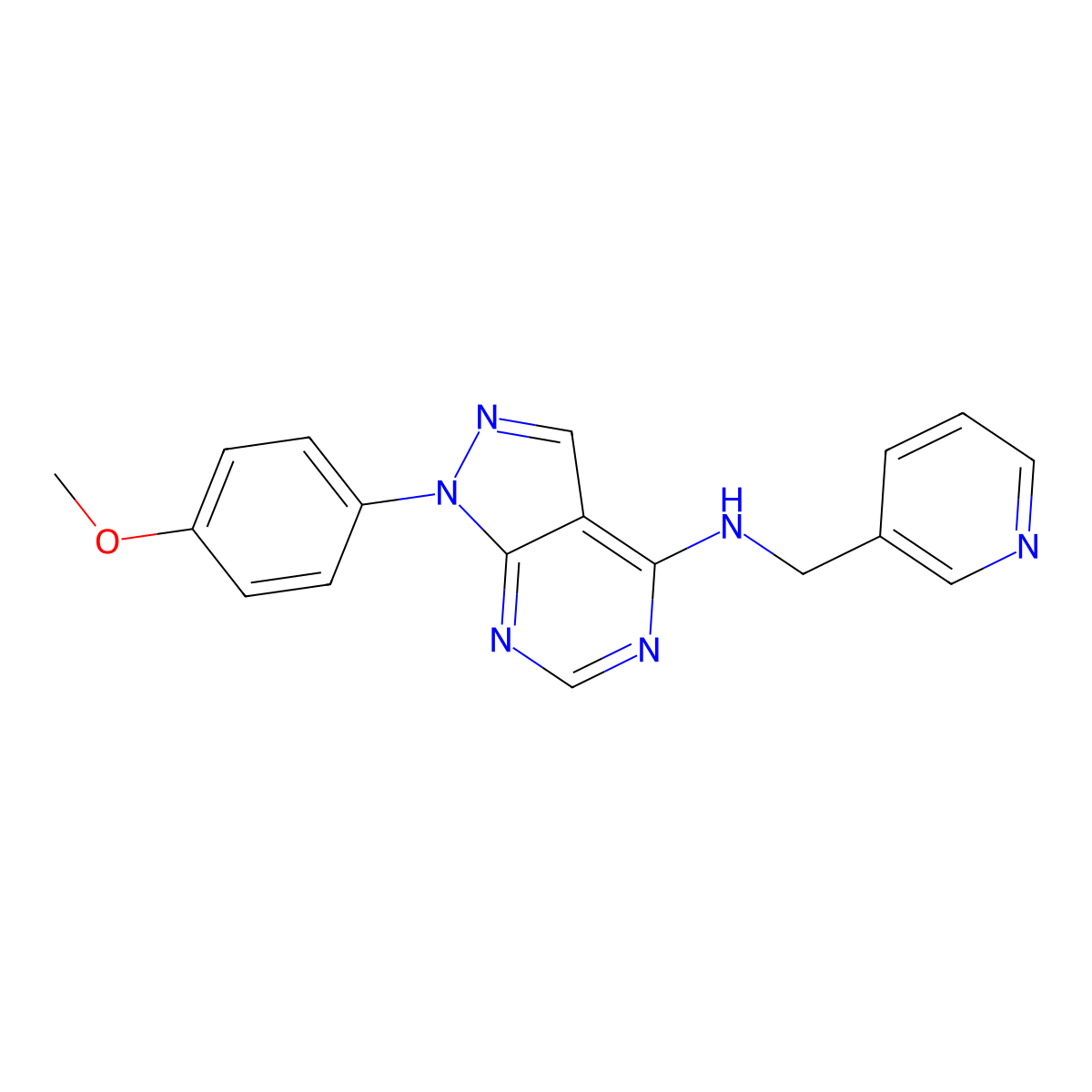 1-(4-methoxyphenyl)-N-(pyridin-3-ylmethyl)pyrazolo[3,4-d]pyrimidin-4-amine molecular structure, CAS 393822-28-1