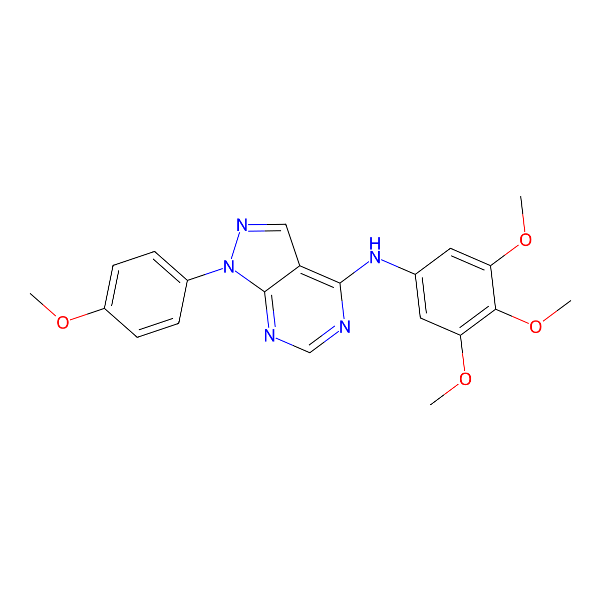 1-(4-methoxyphenyl)-N-(3,4,5-trimethoxyphenyl)-1H-pyrazolo[3,4-d]pyrimidin-4-amine molecular structure, CAS 393822-51-0