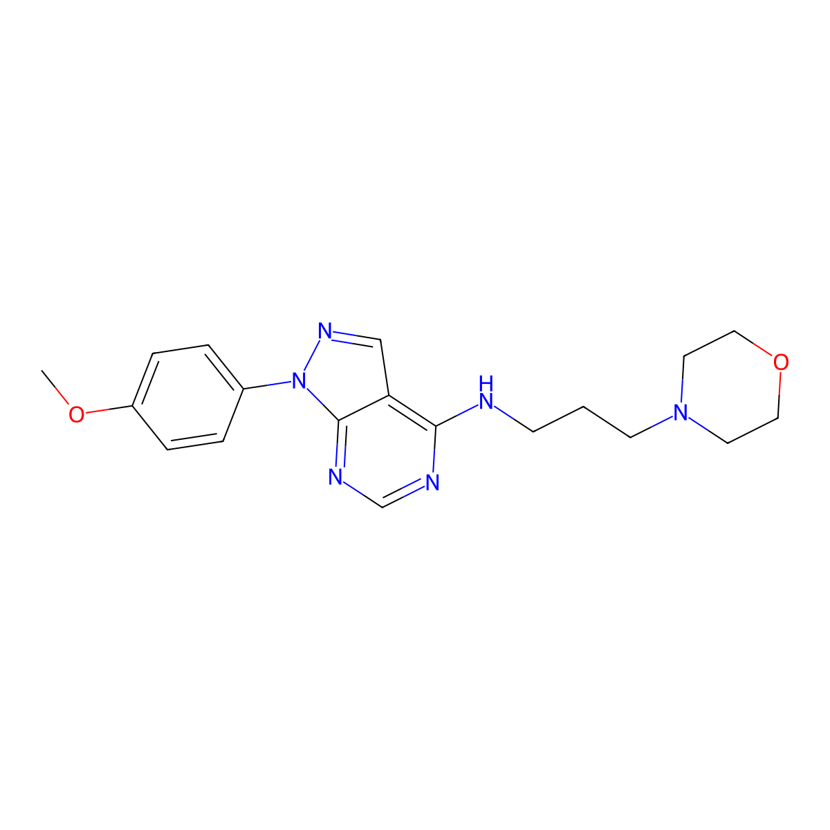 1-(4-methoxyphenyl)-N-(3-morpholin-4-ylpropyl)pyrazolo[3,4-d]pyrimidin-4-amine molecular structure, CAS 393822-55-4