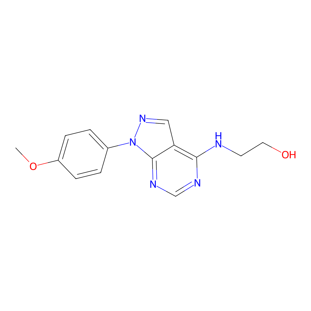 2-{[1-(4-methoxyphenyl)-1H-pyrazolo[3,4-d]pyrimidin-4-yl]amino}ethanol molecular structure, CAS 393822-62-3