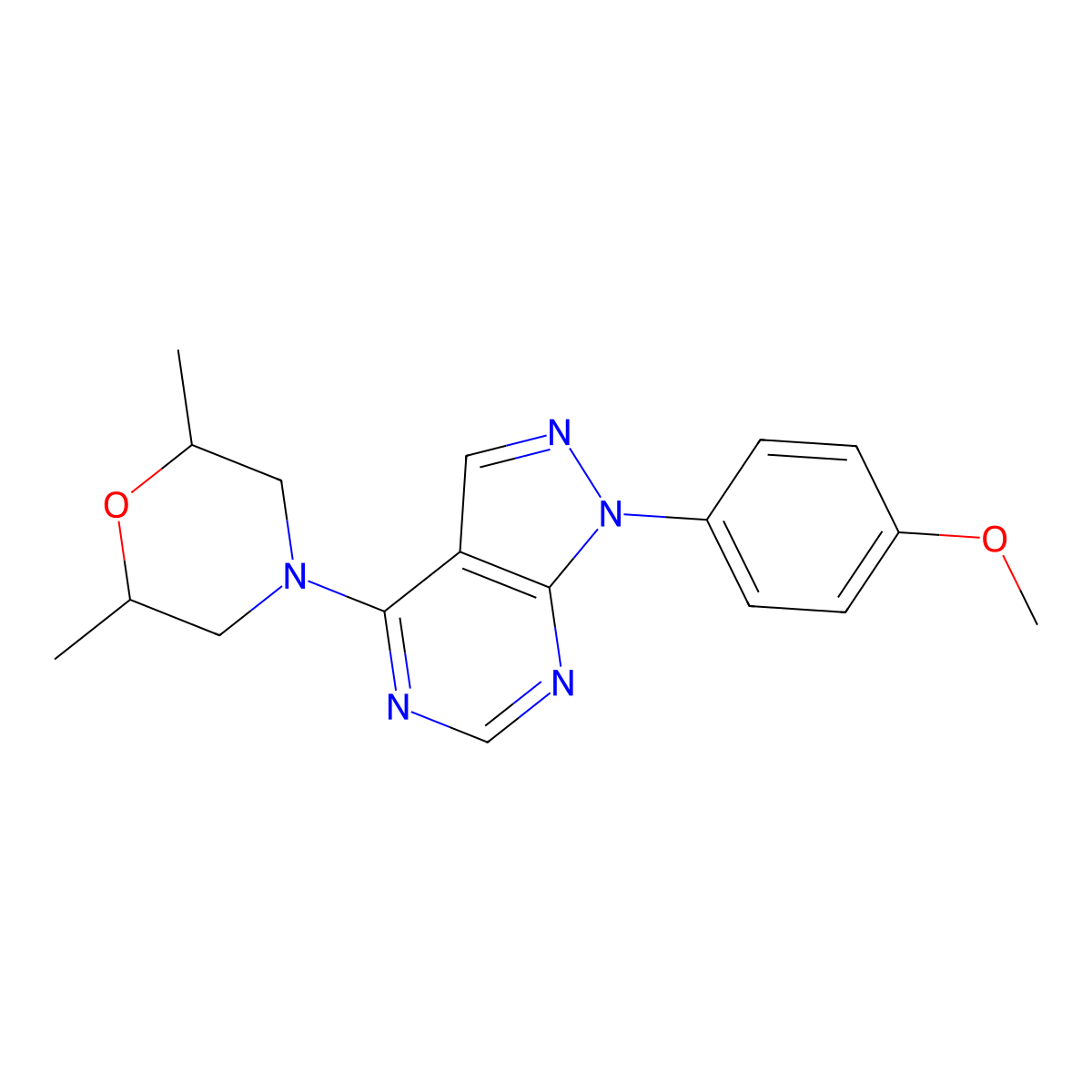 4-(2,6-dimethylmorpholin-4-yl)-1-(4-methoxyphenyl)-1H-pyrazolo[3,4-d]pyrimidine molecular structure, CAS 393822-76-9