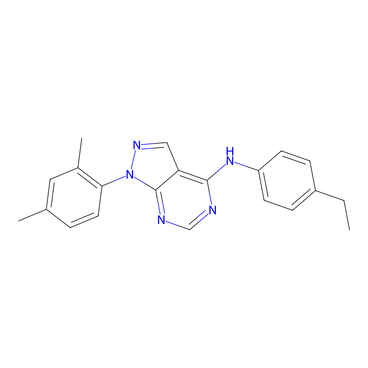 1-(2,4-dimethylphenyl)-N-(4-ethylphenyl)-1H-pyrazolo[3,4-d]pyrimidin-4-amine molecular structure, CAS 393822-84-9