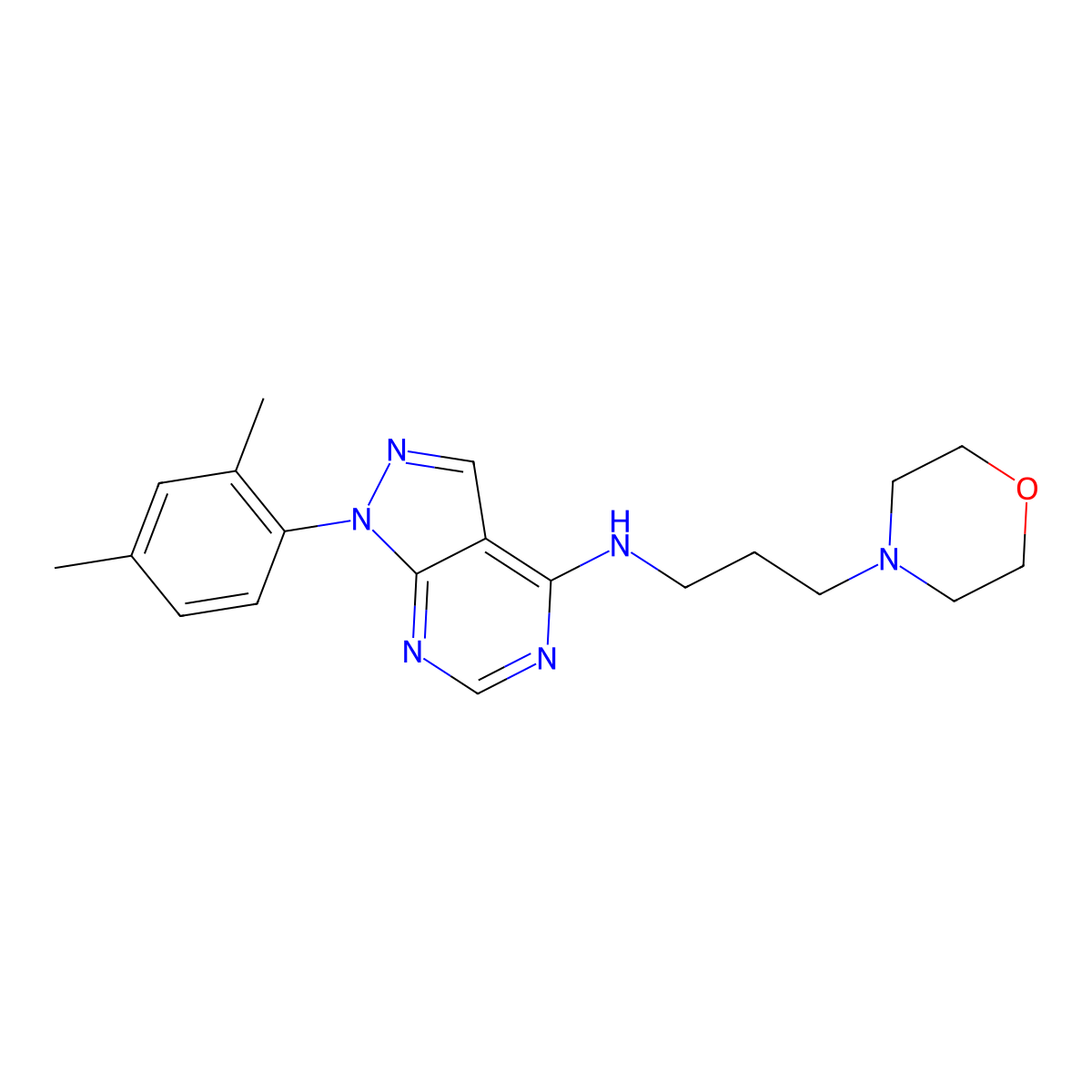 1-(2,4-dimethylphenyl)-N-(3-morpholin-4-ylpropyl)pyrazolo[3,4-d]pyrimidin-4-amine molecular structure, CAS 393822-91-8