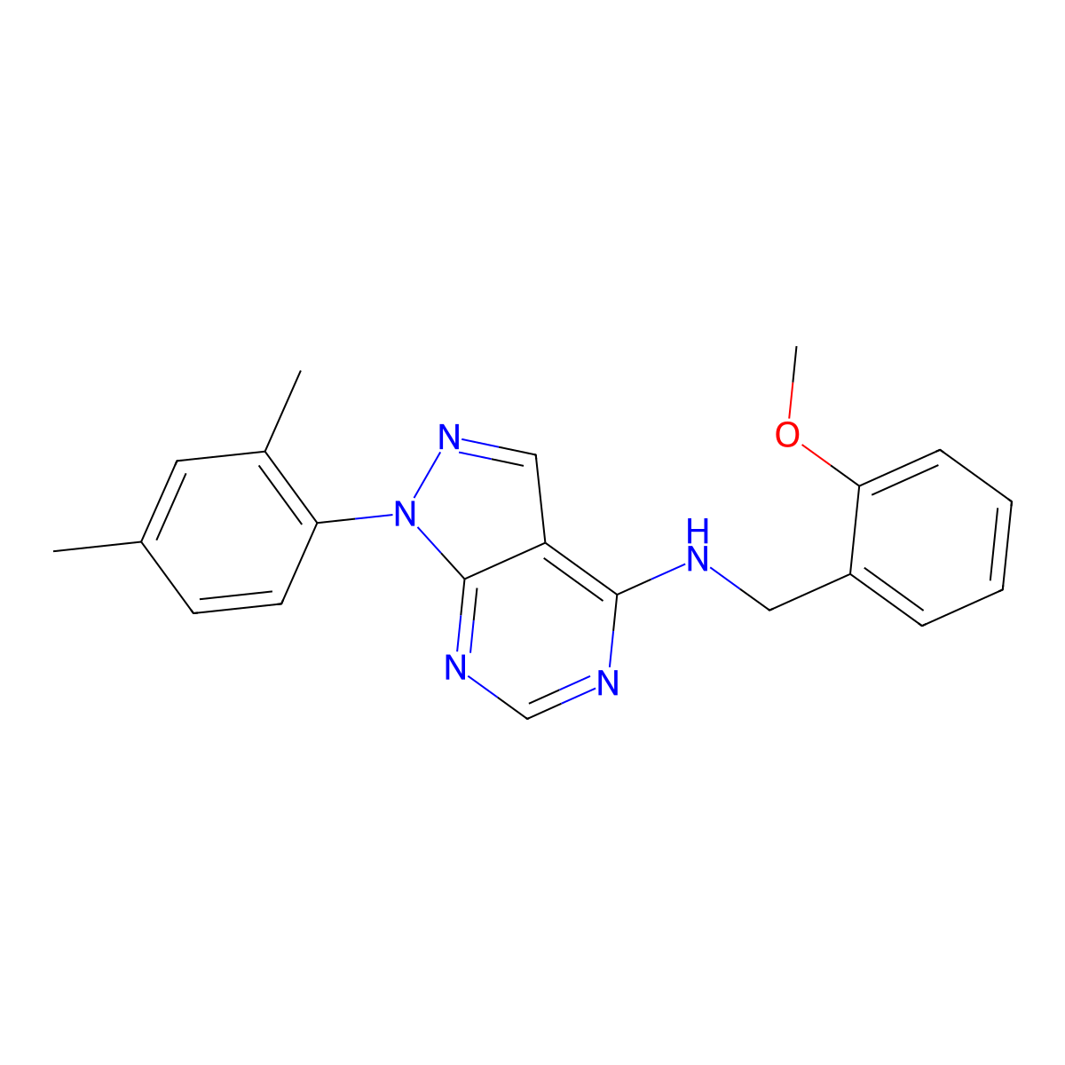 [1-(2,4-Dimethylphenyl)pyrazolo[4,5-e]pyrimidin-4-yl][(2-methoxyphenyl)methyl] amine molecular structure, CAS 393822-92-9