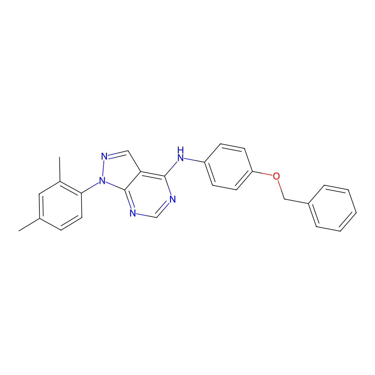 N-[4-(benzyloxy)phenyl]-1-(2,4-dimethylphenyl)-1H-pyrazolo[3,4-d]pyrimidin-4-amine molecular structure, CAS 393822-98-5