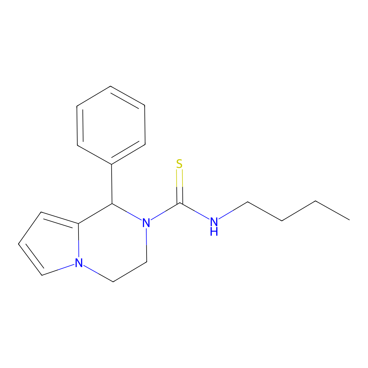 N-butyl-1-phenyl-3,4-dihydropyrrolo[1,2-a]pyrazine-2(1H)-carbothioamide molecular structure, CAS 393823-40-0