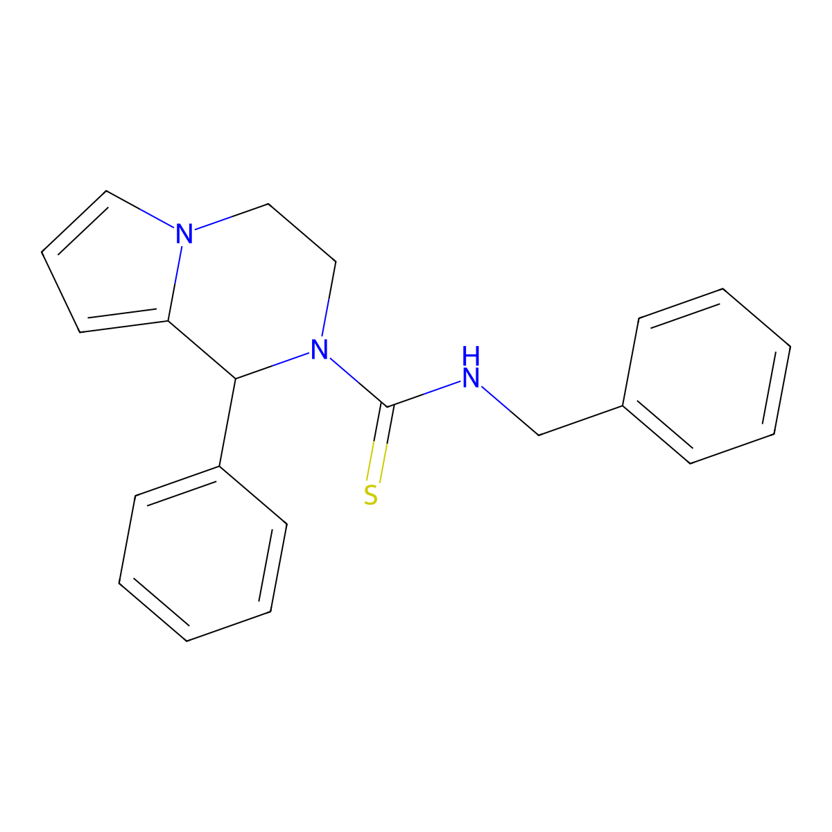 N-benzyl-1-phenyl-3,4-dihydro-1H-pyrrolo[1,2-a]pyrazine-2-carbothioamide molecular structure, CAS 393823-42-2
