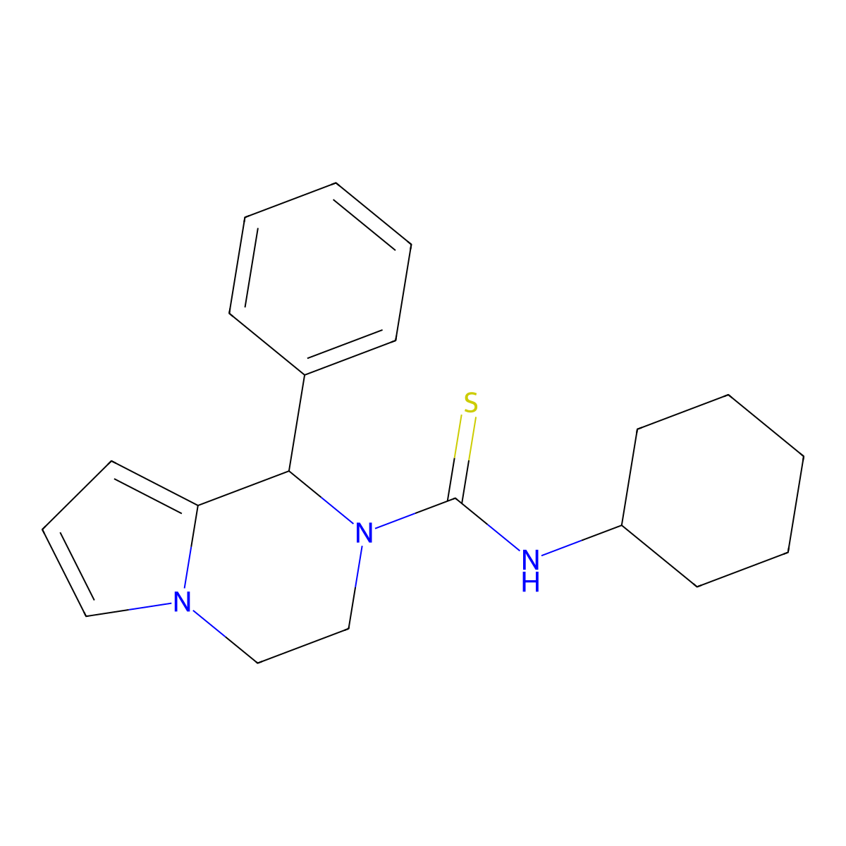N-cyclohexyl-1-phenyl-3,4-dihydropyrrolo[1,2-a]pyrazine-2(1H)-carbothioamide molecular structure, CAS 393823-43-3