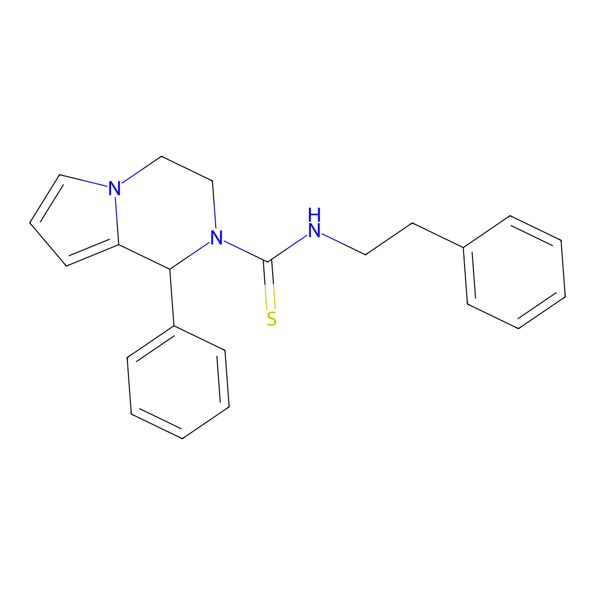 N-phenethyl-1-phenyl-3,4-dihydropyrrolo[1,2-a]pyrazine-2(1H)-carbothioamide molecular structure, CAS 393823-44-4