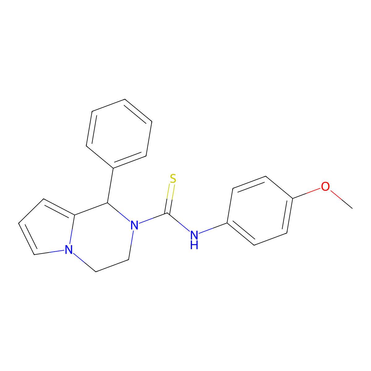 N-(4-methoxyphenyl)-1-phenyl-3,4-dihydropyrrolo[1,2-a]pyrazine-2(1H)-carbothioamide molecular structure, CAS 393823-45-5