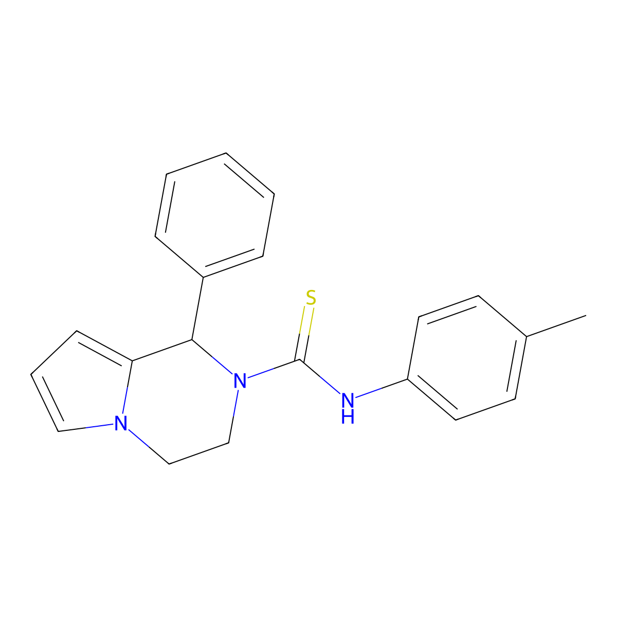 1-phenyl-N-(p-tolyl)-3,4-dihydropyrrolo[1,2-a]pyrazine-2(1H)-carbothioamide molecular structure, CAS 393823-46-6