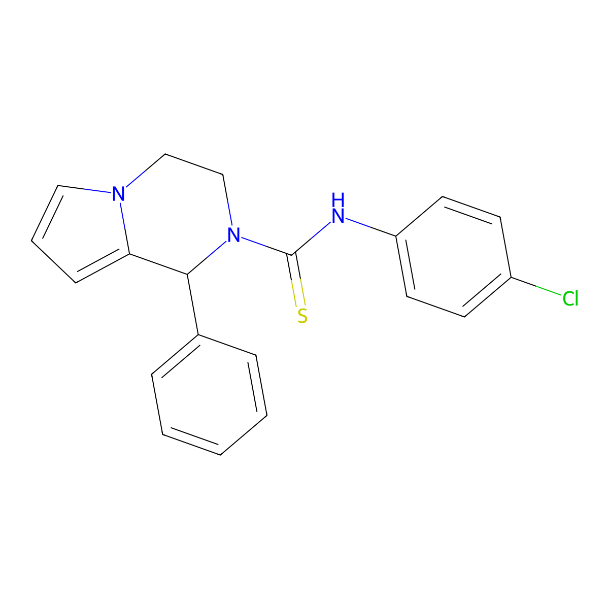N-(4-chlorophenyl)-1-phenyl-3,4-dihydropyrrolo[1,2-a]pyrazine-2(1H)-carbothioamide molecular structure, CAS 393823-49-9