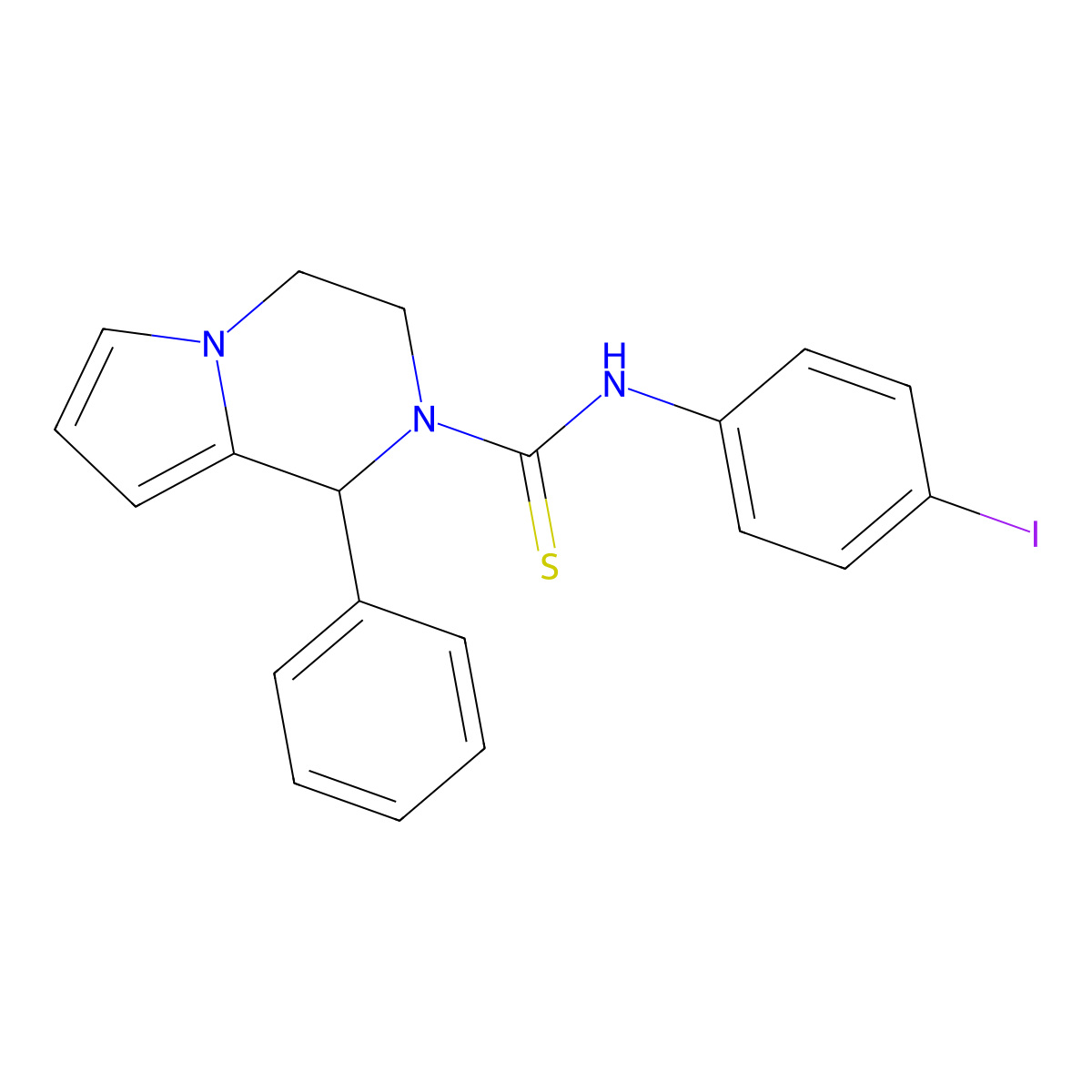 N-(4-iodophenyl)-1-phenyl-3,4-dihydropyrrolo[1,2-a]pyrazine-2(1H)-carbothioamide molecular structure, CAS 393823-52-4