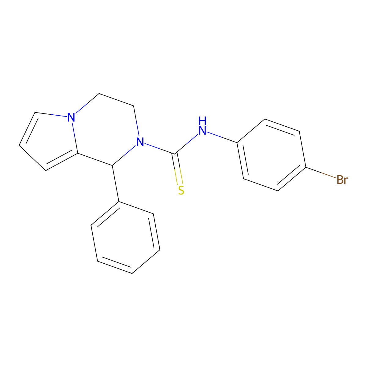 N-(4-bromophenyl)-1-phenyl-3,4-dihydropyrrolo[1,2-a]pyrazine-2(1H)-carbothioamide molecular structure, CAS 393823-58-0