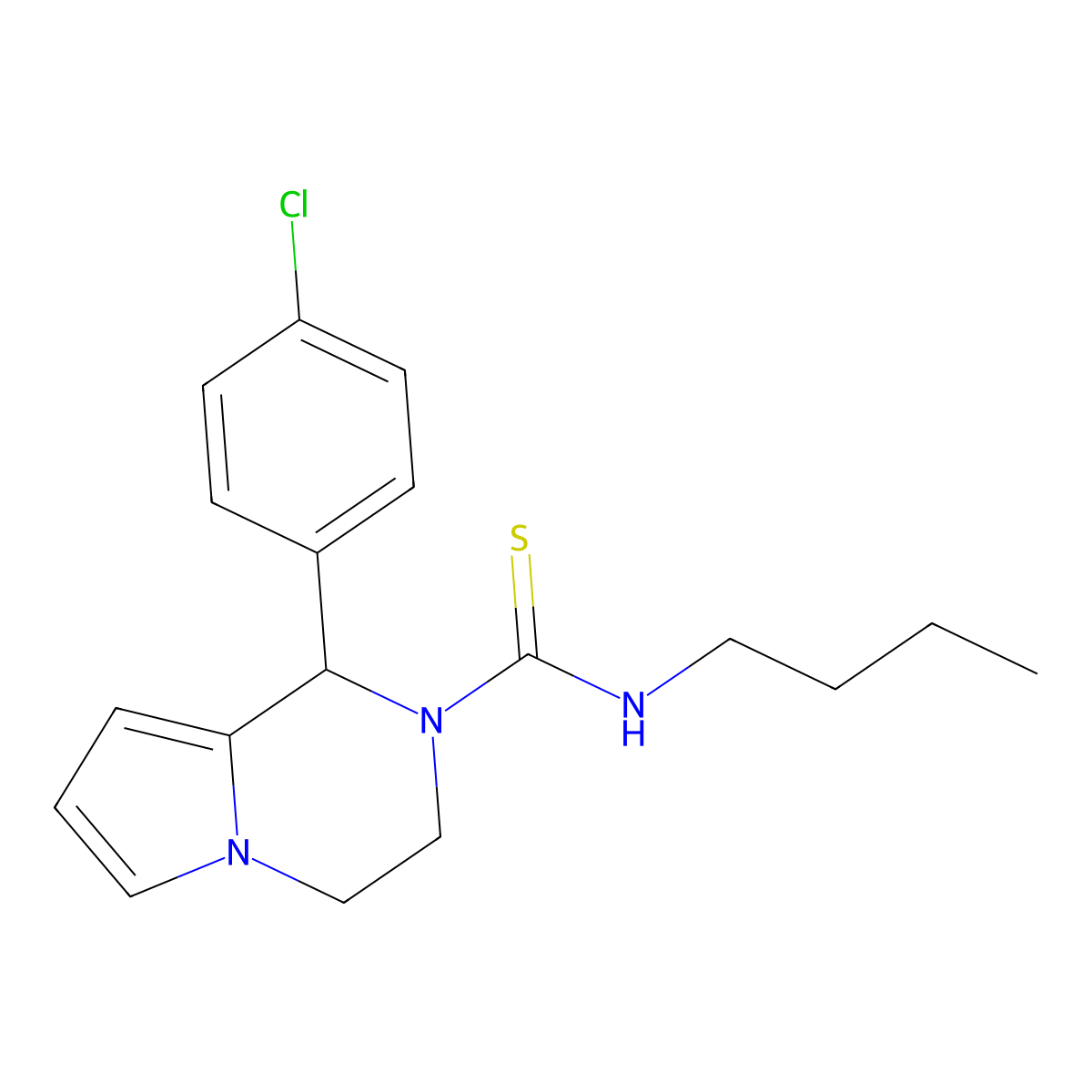 N-butyl-1-(4-chlorophenyl)-3,4-dihydropyrrolo[1,2-a]pyrazine-2(1H)-carbothioamide molecular structure, CAS 393823-74-0