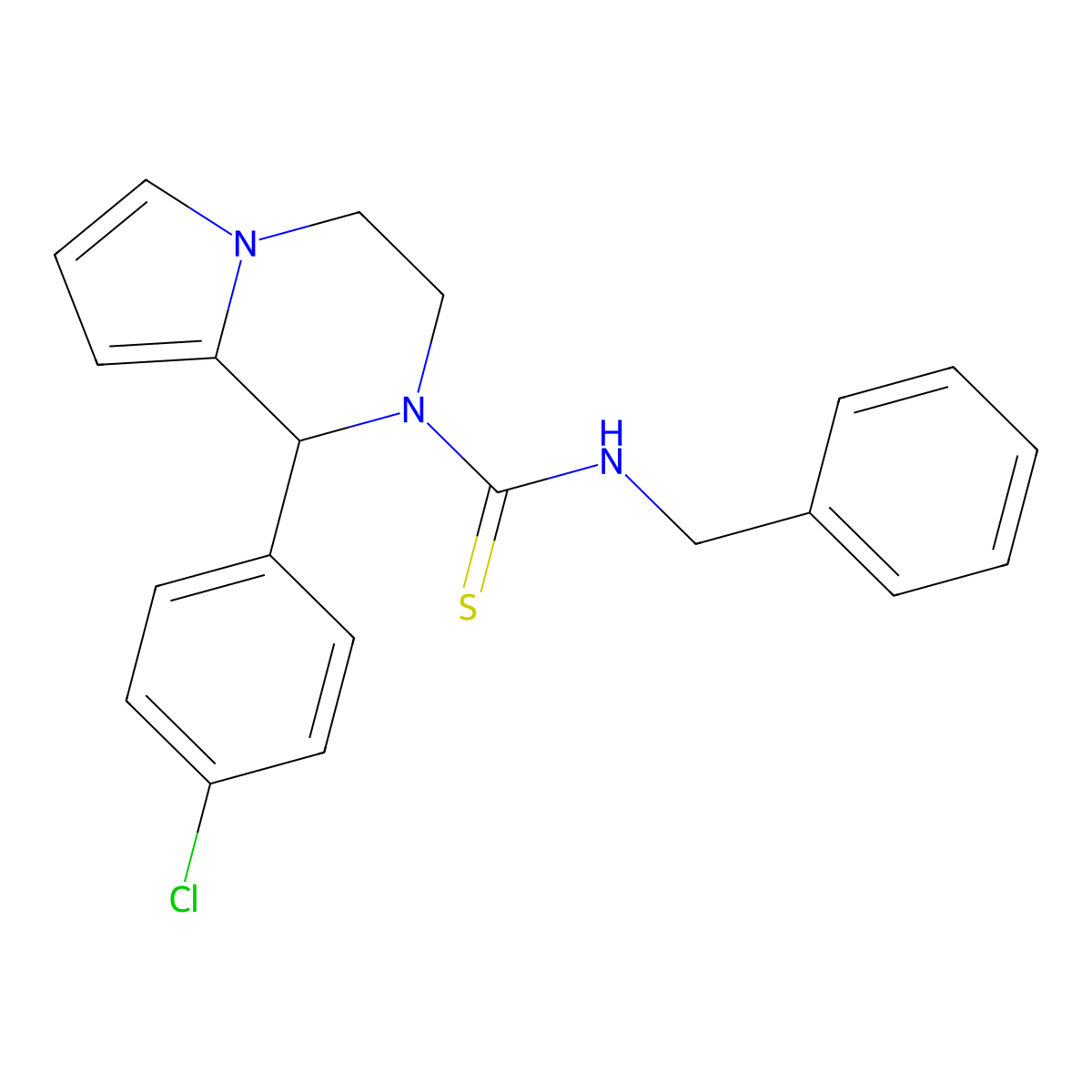 N-benzyl-1-(4-chlorophenyl)-3,4-dihydropyrrolo[1,2-a]pyrazine-2(1H)-carbothioamide molecular structure, CAS 393823-76-2