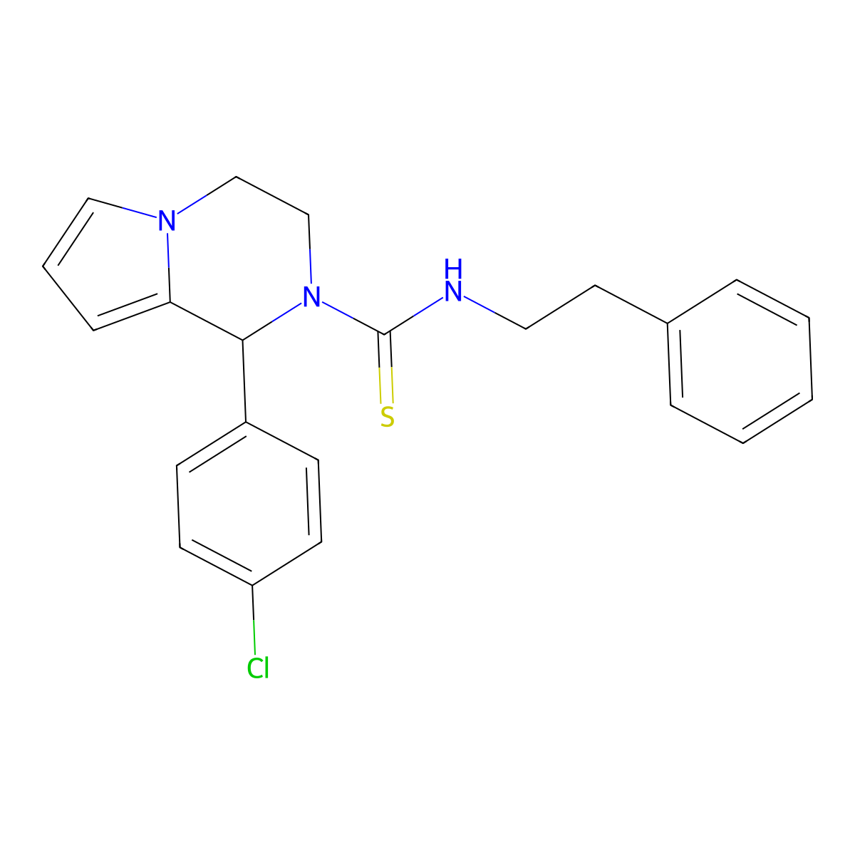 1-(4-chlorophenyl)-N-phenethyl-3,4-dihydropyrrolo[1,2-a]pyrazine-2(1H)-carbothioamide molecular structure, CAS 393823-78-4