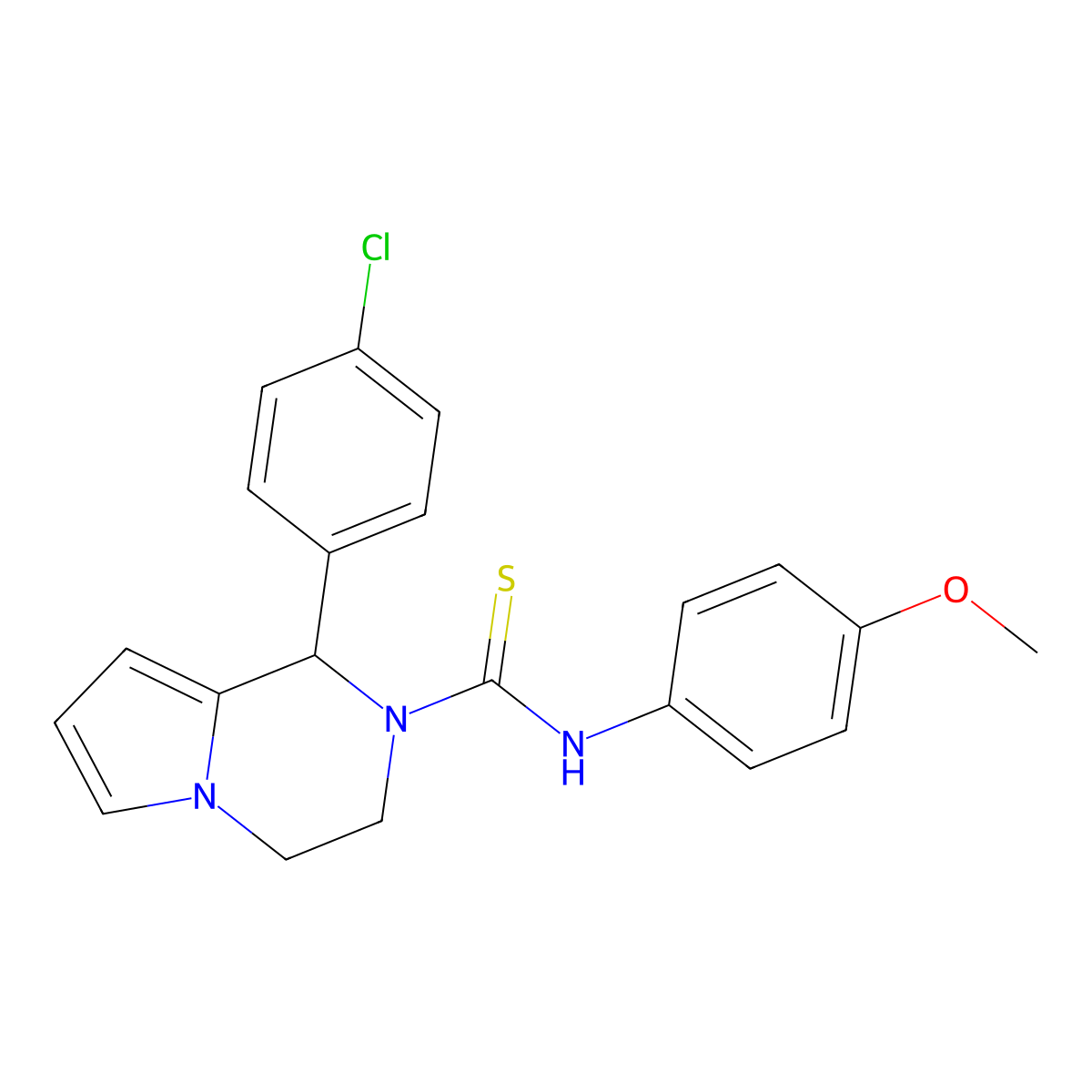 1-(4-chlorophenyl)-N-(4-methoxyphenyl)-3,4-dihydropyrrolo[1,2-a]pyrazine-2(1H)-carbothioamide molecular structure, CAS 393823-79-5