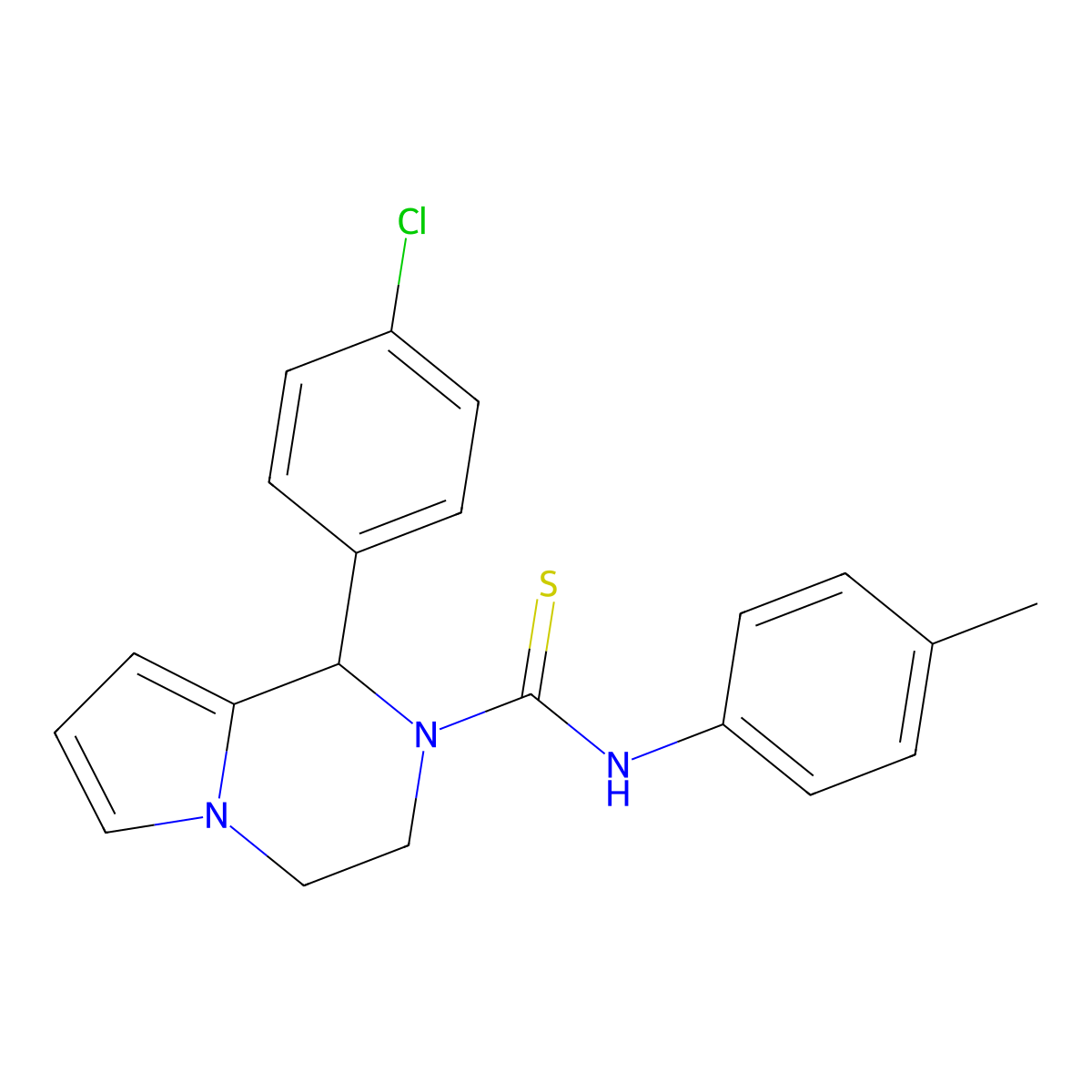 1-(4-chlorophenyl)-N-(p-tolyl)-3,4-dihydropyrrolo[1,2-a]pyrazine-2(1H)-carbothioamide molecular structure, CAS 393823-80-8
