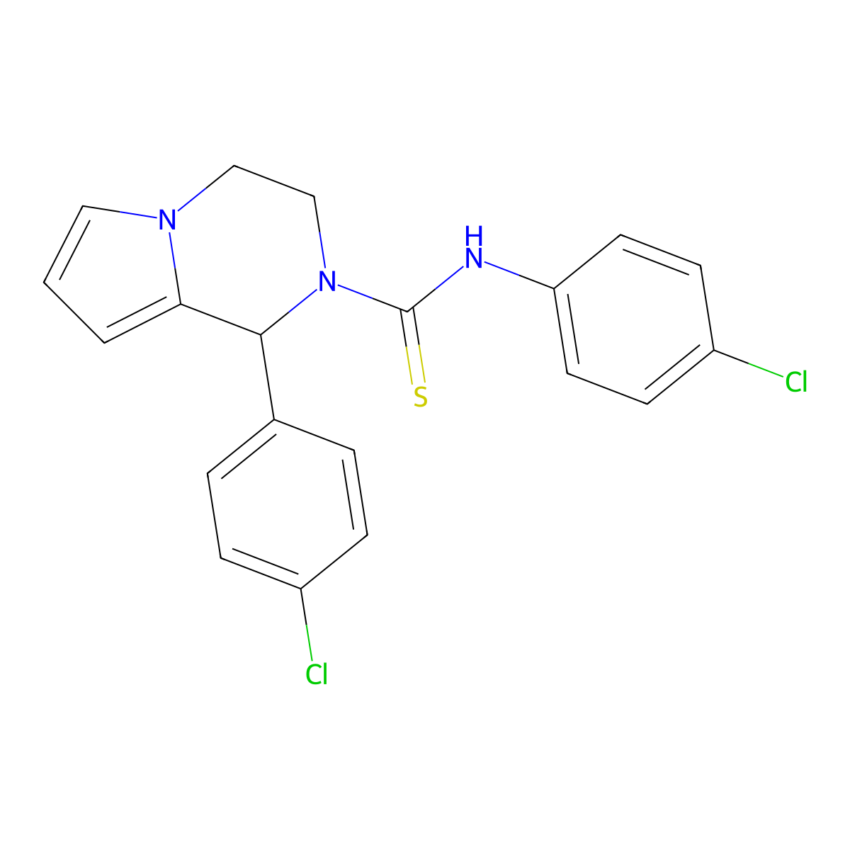 N,1-bis(4-chlorophenyl)-3,4-dihydropyrrolo[1,2-a]pyrazine-2(1H)-carbothioamide molecular structure, CAS 393823-83-1