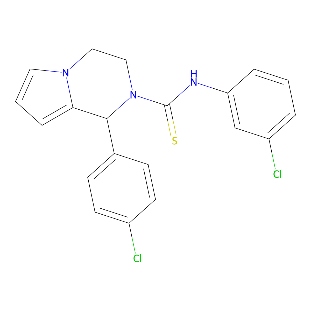 N-(3-chlorophenyl)-1-(4-chlorophenyl)-3,4-dihydropyrrolo[1,2-a]pyrazine-2(1H)-carbothioamide molecular structure, CAS 393823-90-0