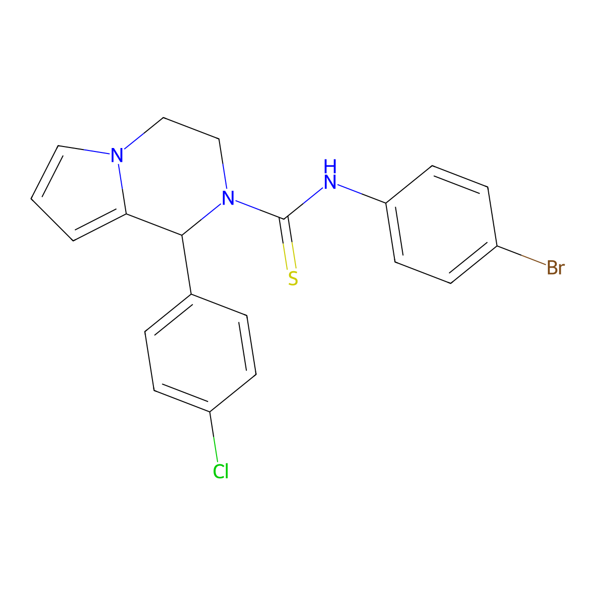 N-(4-bromophenyl)-1-(4-chlorophenyl)-3,4-dihydropyrrolo[1,2-a]pyrazine-2(1H)-carbothioamide molecular structure, CAS 393823-92-2