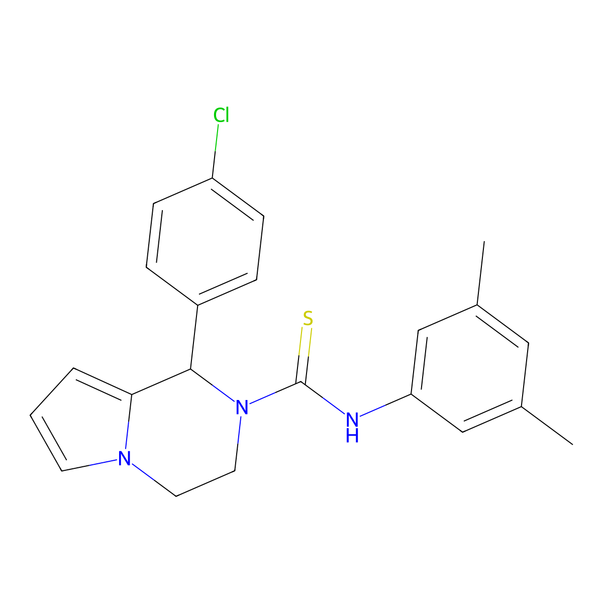 1-(4-chlorophenyl)-N-(3,5-dimethylphenyl)-3,4-dihydropyrrolo[1,2-a]pyrazine-2(1H)-carbothioamide molecular structure, CAS 393824-03-8