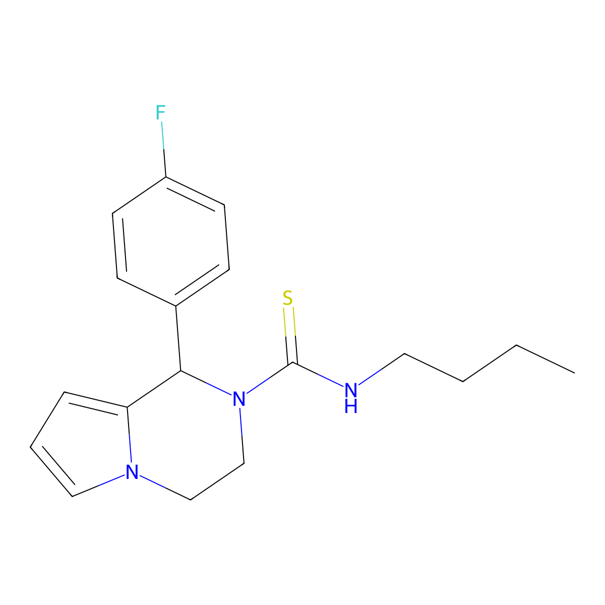N-butyl-1-(4-fluorophenyl)-3,4-dihydro-1H-pyrrolo[1,2-a]pyrazine-2-carbothioamide molecular structure, CAS 393824-11-8