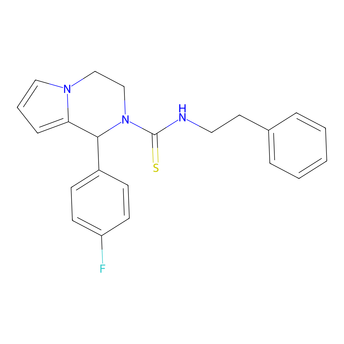1-(4-fluorophenyl)-N-phenethyl-3,4-dihydropyrrolo[1,2-a]pyrazine-2(1H)-carbothioamide molecular structure, CAS 393824-15-2