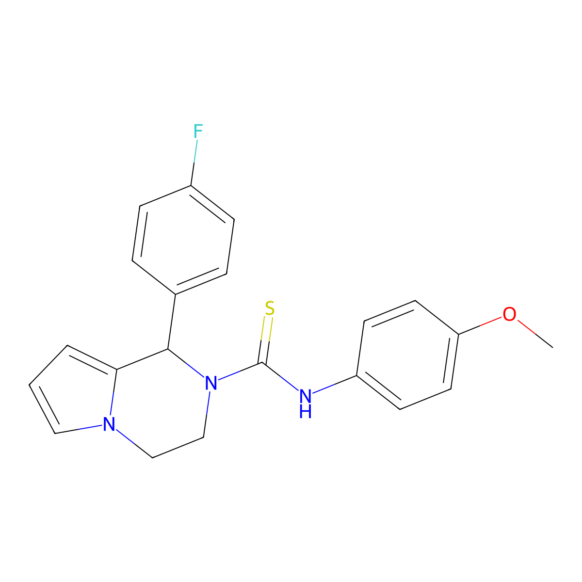 1-(4-fluorophenyl)-N-(4-methoxyphenyl)-3,4-dihydropyrrolo[1,2-a]pyrazine-2(1H)-carbothioamide molecular structure, CAS 393824-16-3