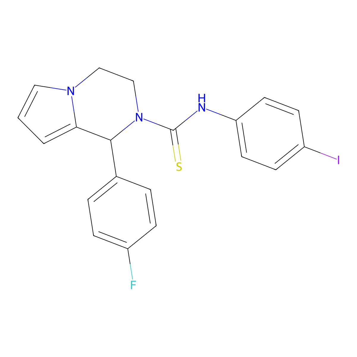 1-(4-fluorophenyl)-N-(4-iodophenyl)-3,4-dihydropyrrolo[1,2-a]pyrazine-2(1H)-carbothioamide molecular structure, CAS 393824-23-2