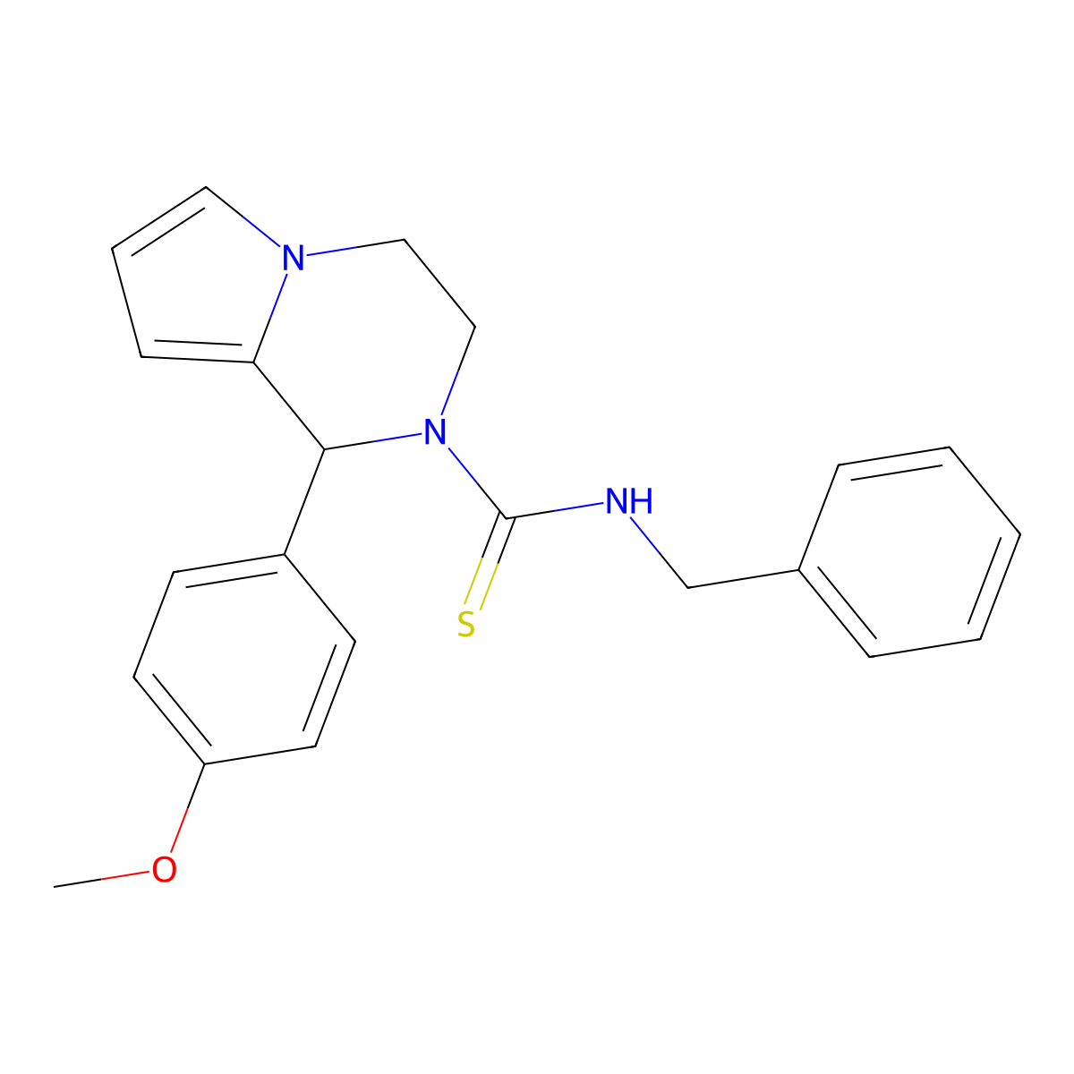 N-benzyl-1-(4-methoxyphenyl)-3,4-dihydropyrrolo[1,2-a]pyrazine-2(1H)-carbothioamide molecular structure, CAS 393824-47-0