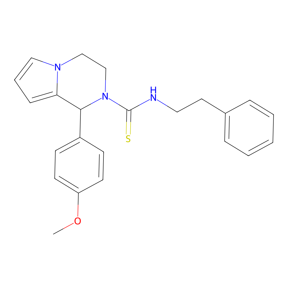 1-(4-methoxyphenyl)-N-phenethyl-3,4-dihydropyrrolo[1,2-a]pyrazine-2(1H)-carbothioamide molecular structure, CAS 393824-49-2