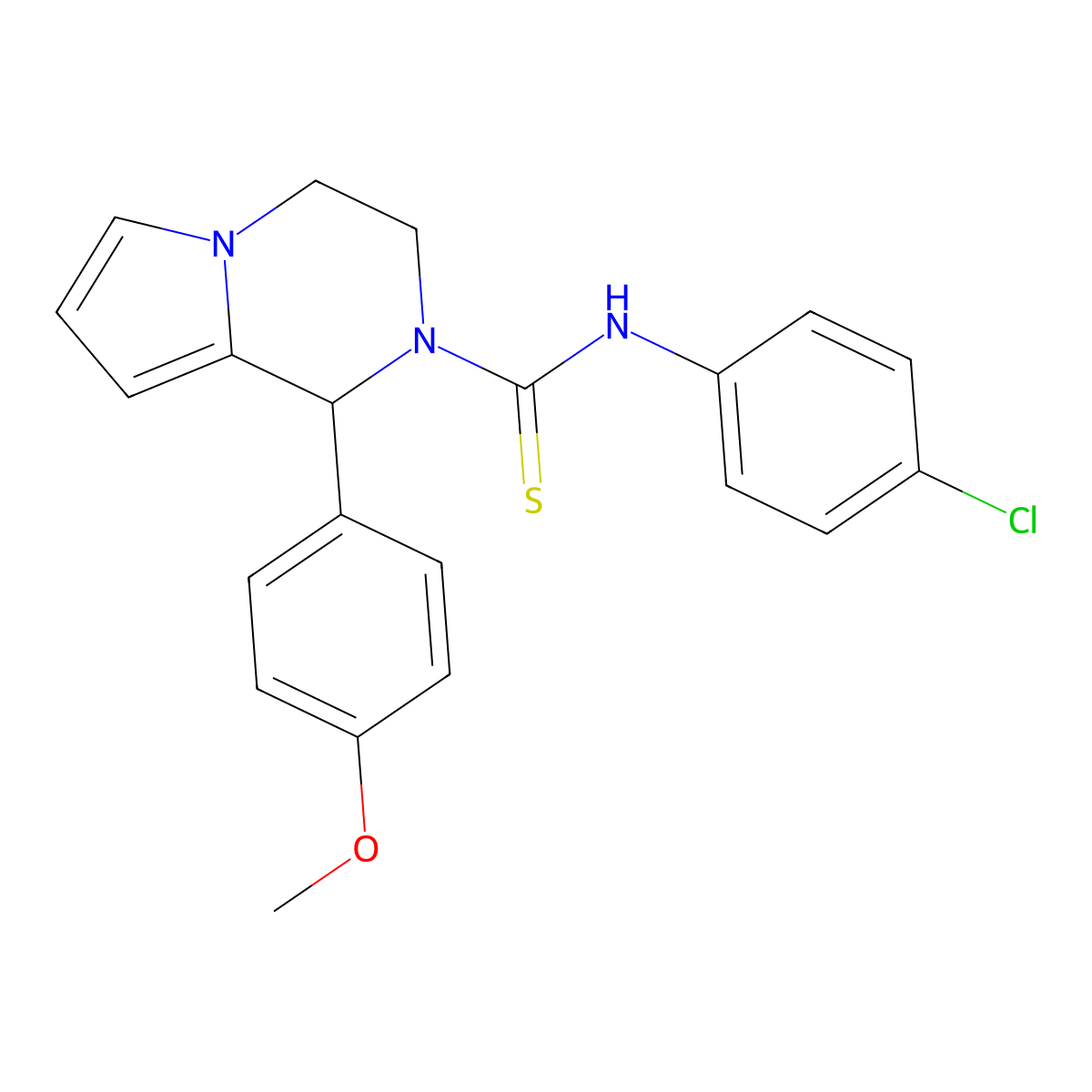 N-(4-chlorophenyl)-1-(4-methoxyphenyl)-3,4-dihydropyrrolo[1,2-a]pyrazine-2(1H)-carbothioamide molecular structure, CAS 393824-54-9
