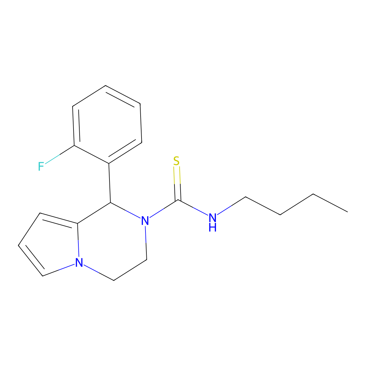 N-butyl-1-(2-fluorophenyl)-3,4-dihydropyrrolo[1,2-a]pyrazine-2(1H)-carbothioamide molecular structure, CAS 393824-79-8