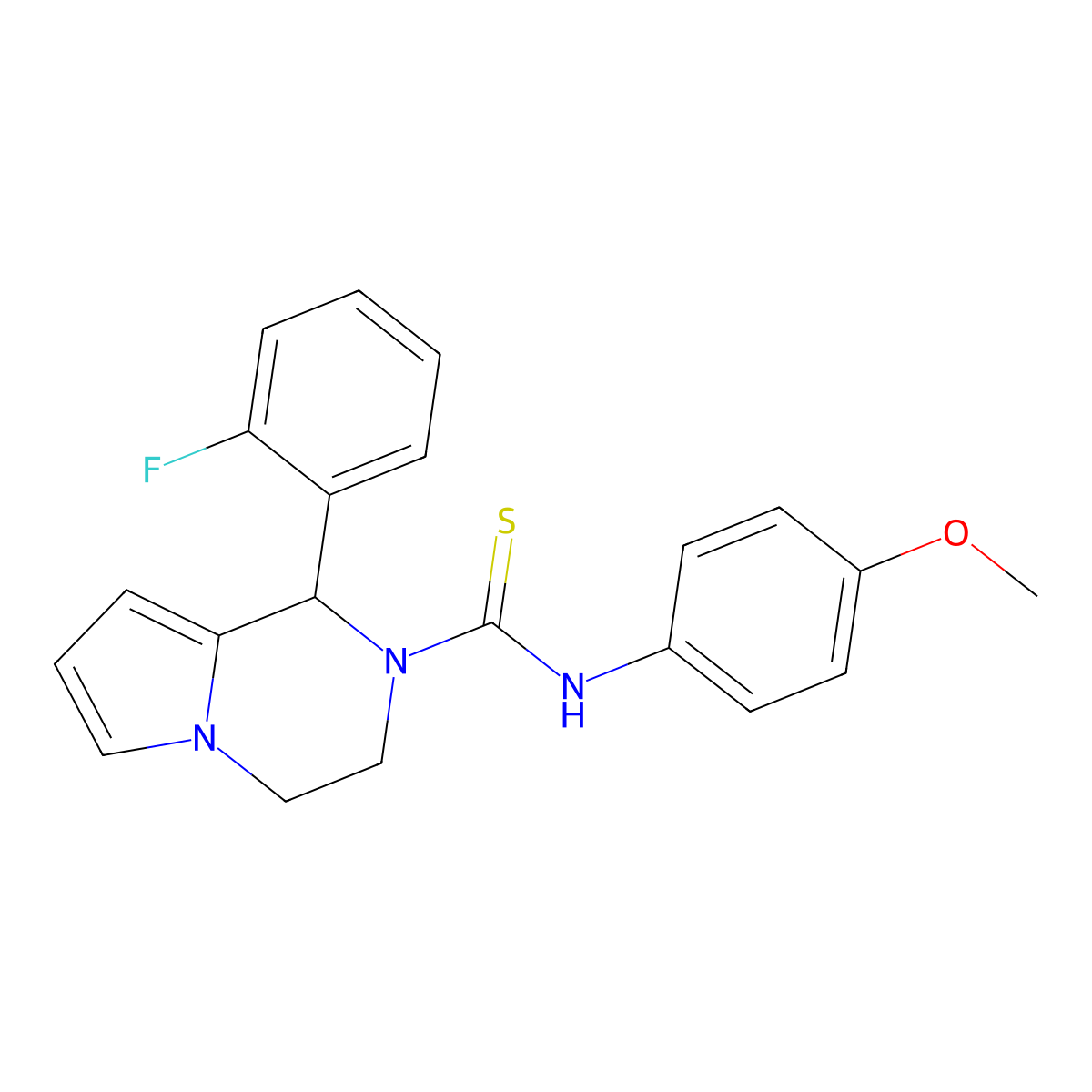 1-(2-fluorophenyl)-N-(4-methoxyphenyl)-3,4-dihydropyrrolo[1,2-a]pyrazine-2(1H)-carbothioamide molecular structure, CAS 393824-84-5