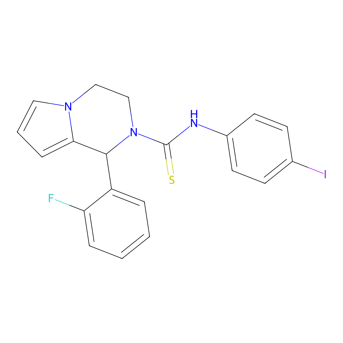 1-(2-fluorophenyl)-N-(4-iodophenyl)-3,4-dihydropyrrolo[1,2-a]pyrazine-2(1H)-carbothioamide molecular structure, CAS 393824-91-4