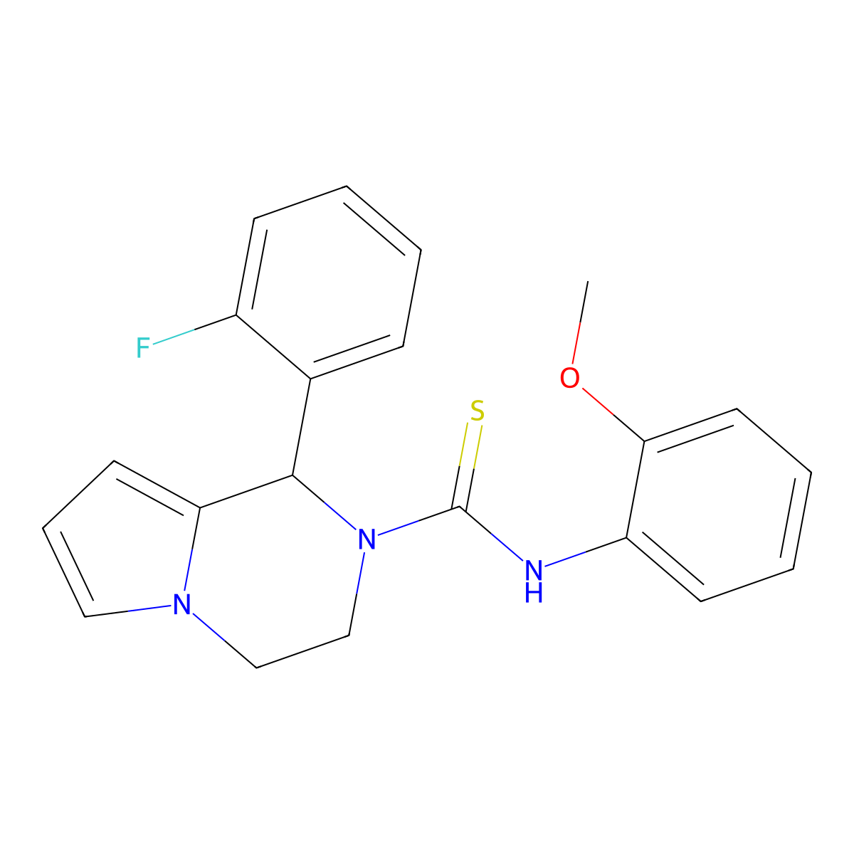 1-(2-fluorophenyl)-N-(2-methoxyphenyl)-3,4-dihydropyrrolo[1,2-a]pyrazine-2(1H)-carbothioamide molecular structure, CAS 393824-92-5