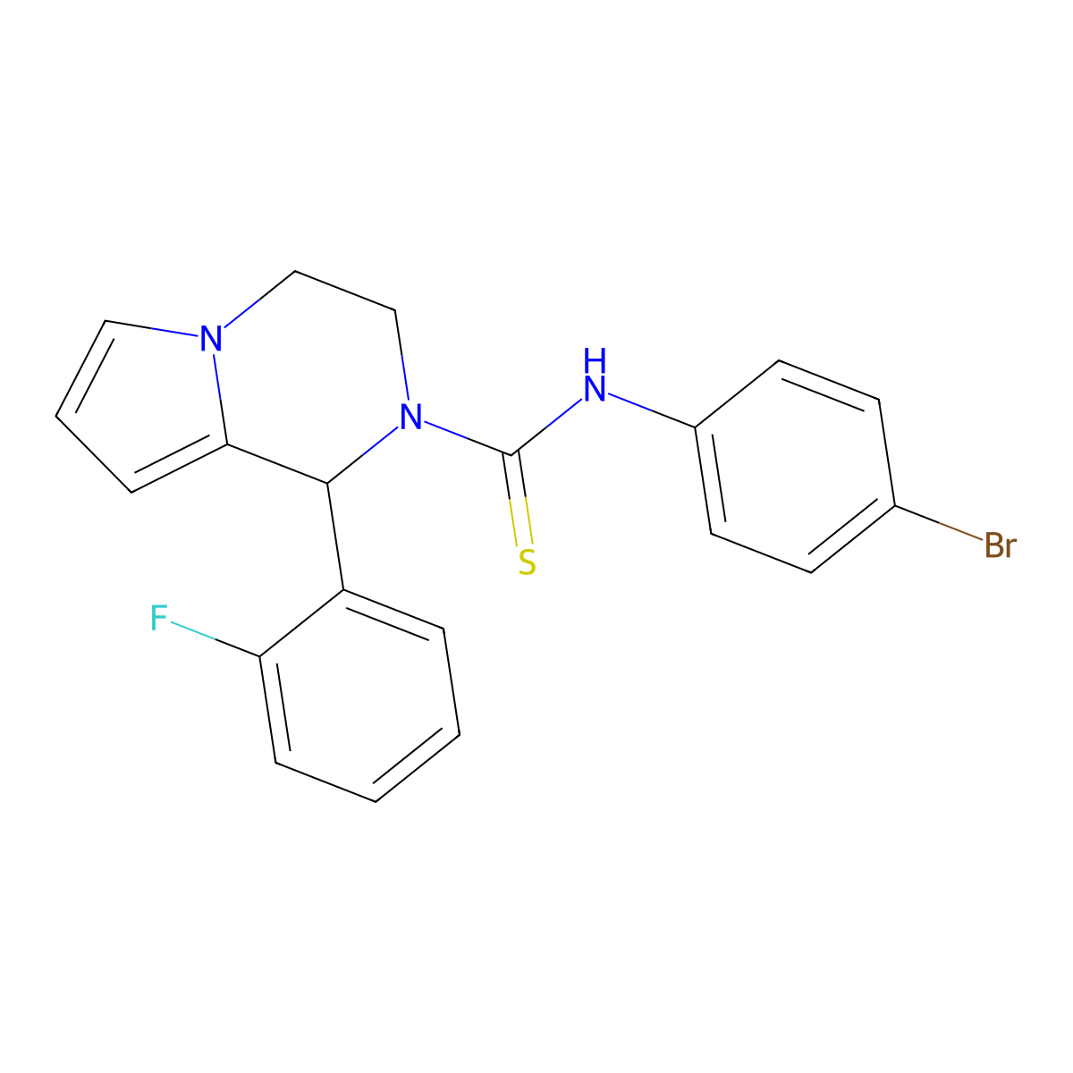 N-(4-bromophenyl)-1-(2-fluorophenyl)-3,4-dihydropyrrolo[1,2-a]pyrazine-2(1H)-carbothioamide molecular structure, CAS 393824-97-0