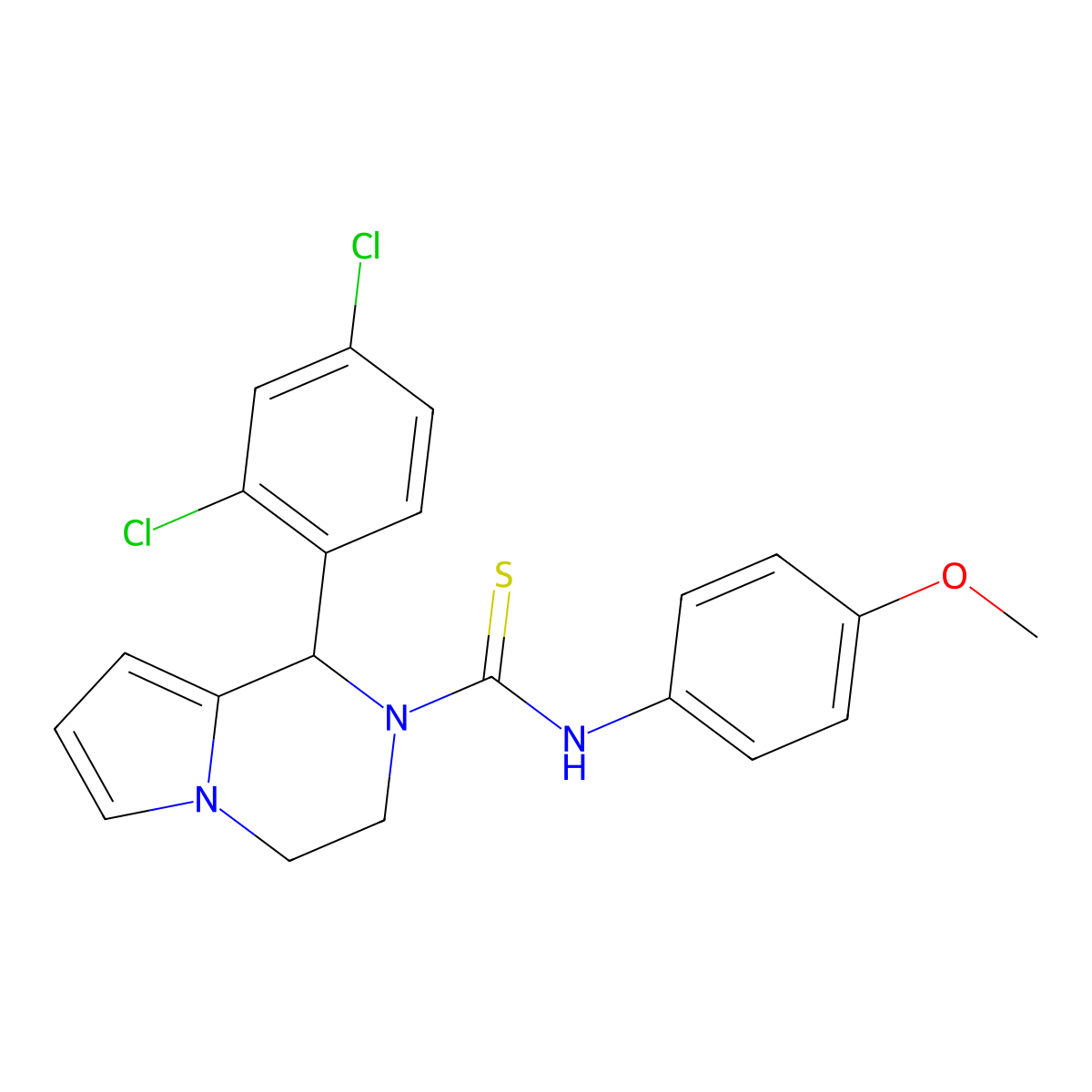 1-(2,4-dichlorophenyl)-N-(4-methoxyphenyl)-3,4-dihydropyrrolo[1,2-a]pyrazine-2(1H)-carbothioamide molecular structure, CAS 393825-27-9