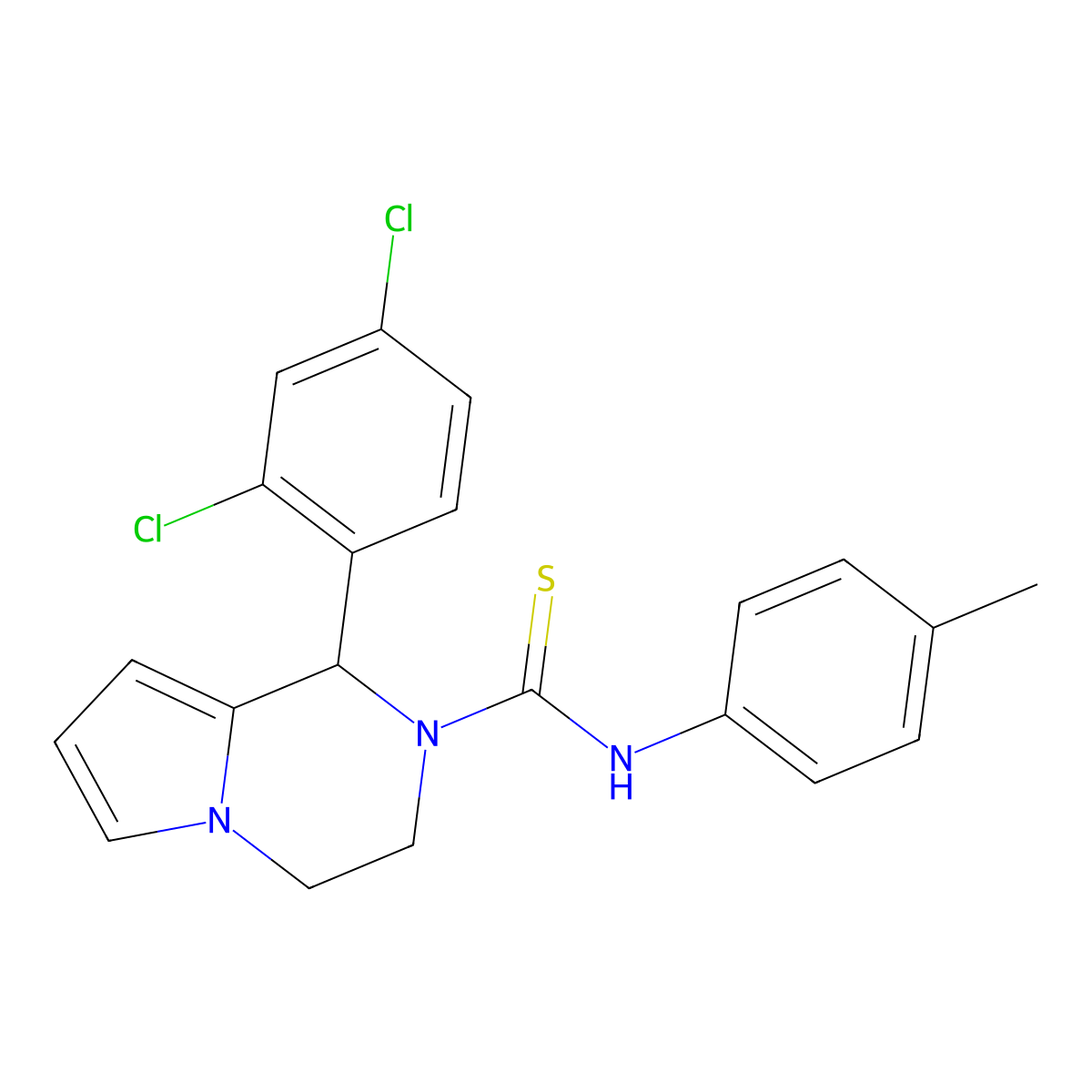 1-(2,4-dichlorophenyl)-N-(p-tolyl)-3,4-dihydropyrrolo[1,2-a]pyrazine-2(1H)-carbothioamide molecular structure, CAS 393825-28-0