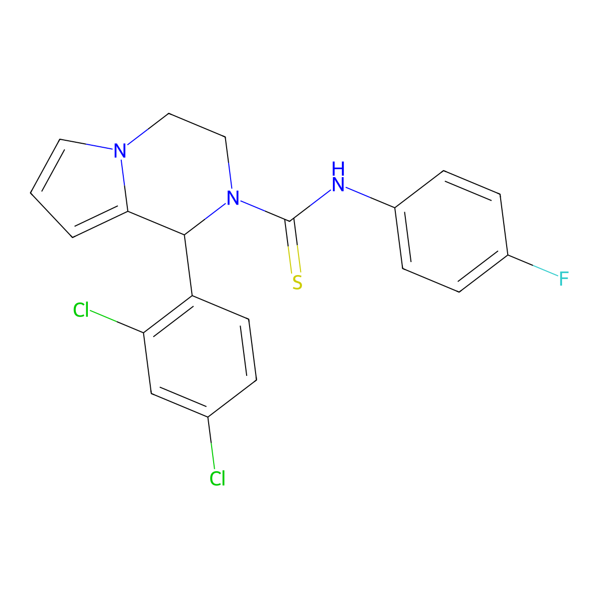 1-(2,4-dichlorophenyl)-N-(4-fluorophenyl)-3,4-dihydropyrrolo[1,2-a]pyrazine-2(1H)-carbothioamide molecular structure, CAS 393825-29-1