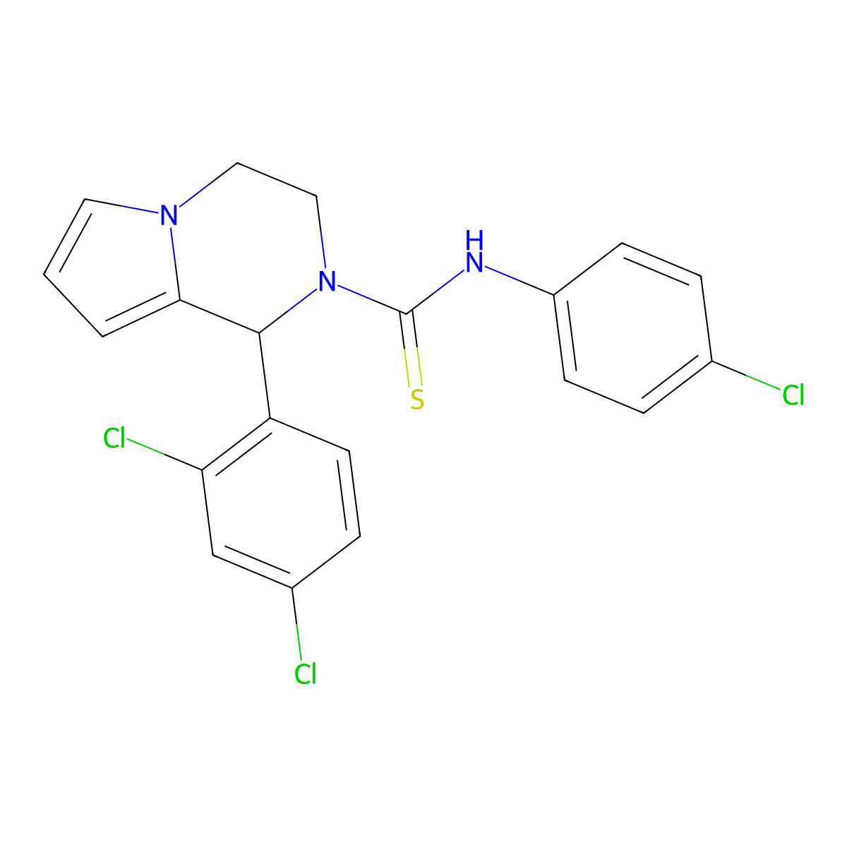 N-(4-chlorophenyl)-1-(2,4-dichlorophenyl)-3,4-dihydropyrrolo[1,2-a]pyrazine-2(1H)-carbothioamide molecular structure, CAS 393825-31-5