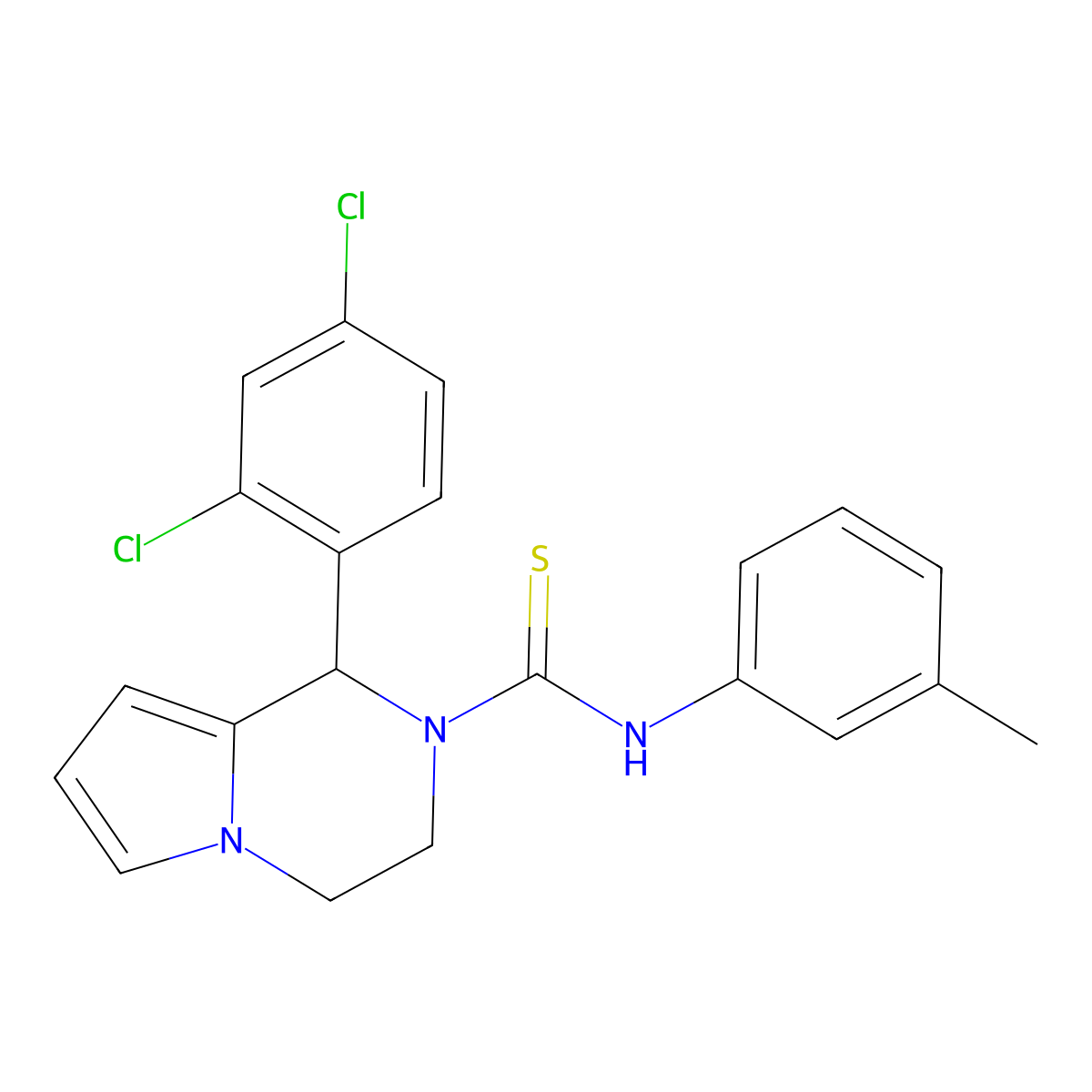 1-(2,4-dichlorophenyl)-N-(m-tolyl)-3,4-dihydropyrrolo[1,2-a]pyrazine-2(1H)-carbothioamide molecular structure, CAS 393825-33-7