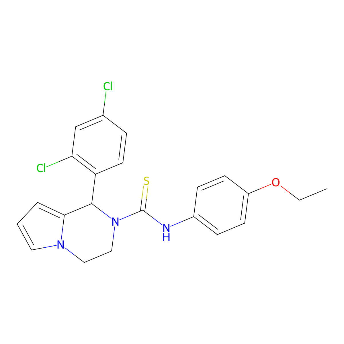 1-(2,4-dichlorophenyl)-N-(4-ethoxyphenyl)-3,4-dihydropyrrolo[1,2-a]pyrazine-2(1H)-carbothioamide molecular structure, CAS 393825-36-0