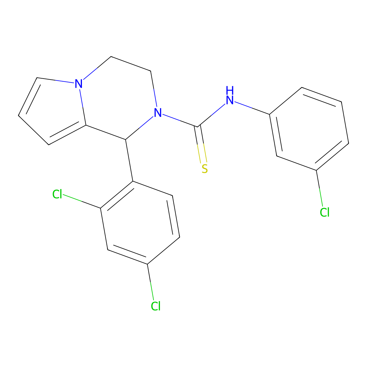 N-(3-chlorophenyl)-1-(2,4-dichlorophenyl)-3,4-dihydropyrrolo[1,2-a]pyrazine-2(1H)-carbothioamide molecular structure, CAS 393825-38-2